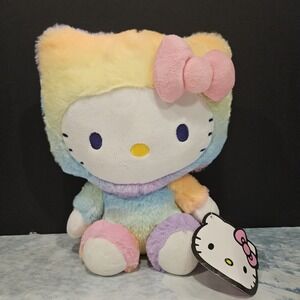 Sanrio Hello Kitty Plush Pastel Rainbow Tie Dye 12" Soft Plush Toy